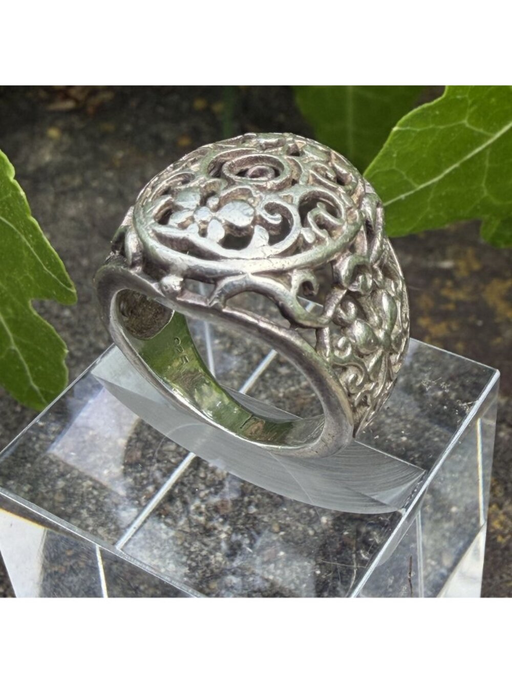 Sterling Silver 6.5 Butterfly Spiral Openwork Dome Statement Ring Boho Vintage - Picture 10 of 16